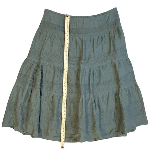 Green Tiered Flowy Maxi Midi Fall Skirt Alfani Plus Size 16 100% Cotton EUC - Picture 4 of 7